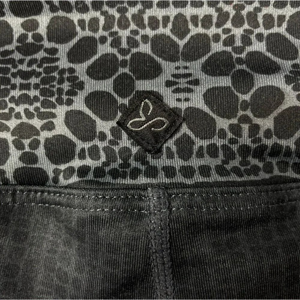 PrAna Leggings Size Small Roxanne Mid-Rise Cropped Black Gray Print